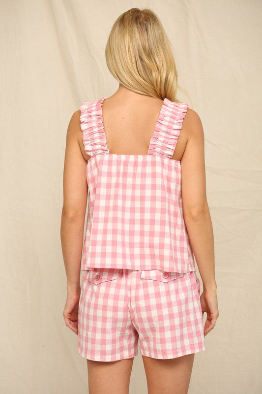 Gingham print short set