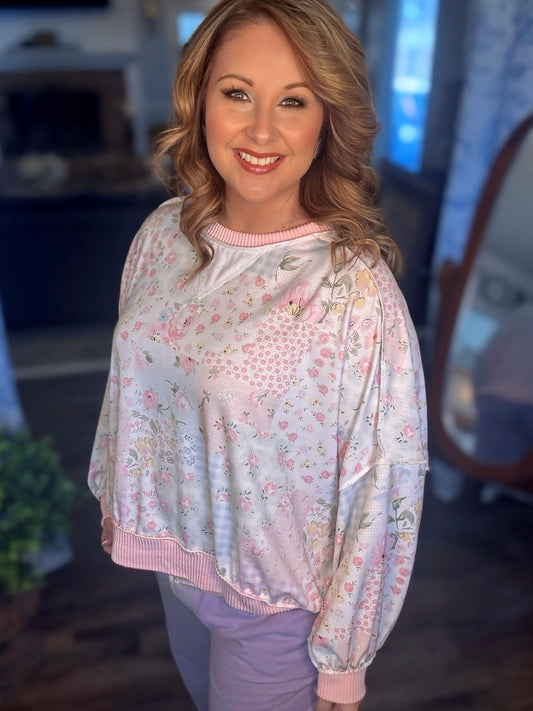 Sweet Patchwork Floral Comfy Top