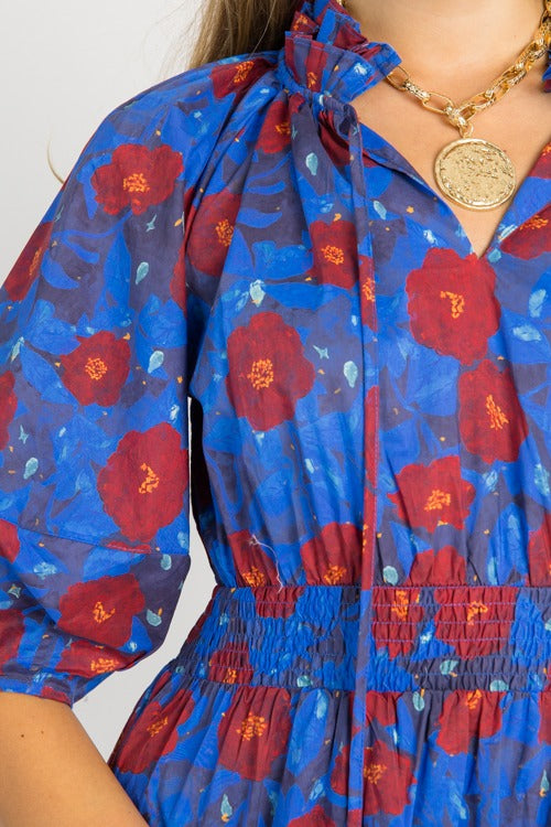 FLORAL SMOCK WAIST MAXI DRESS