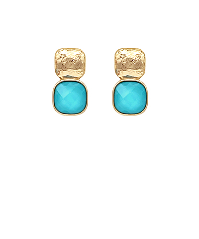 Stone & Metal Double Square Earrings