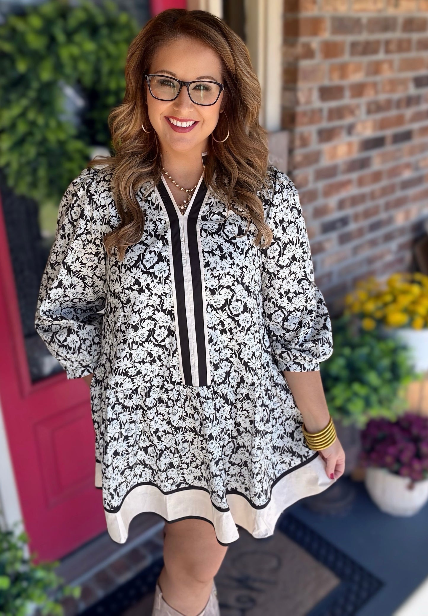 Entro Black Floral Mini Dress
