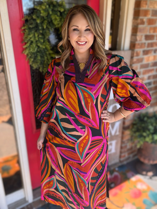 Boho Floral Print Midi Dress – Multi | Jodifl
