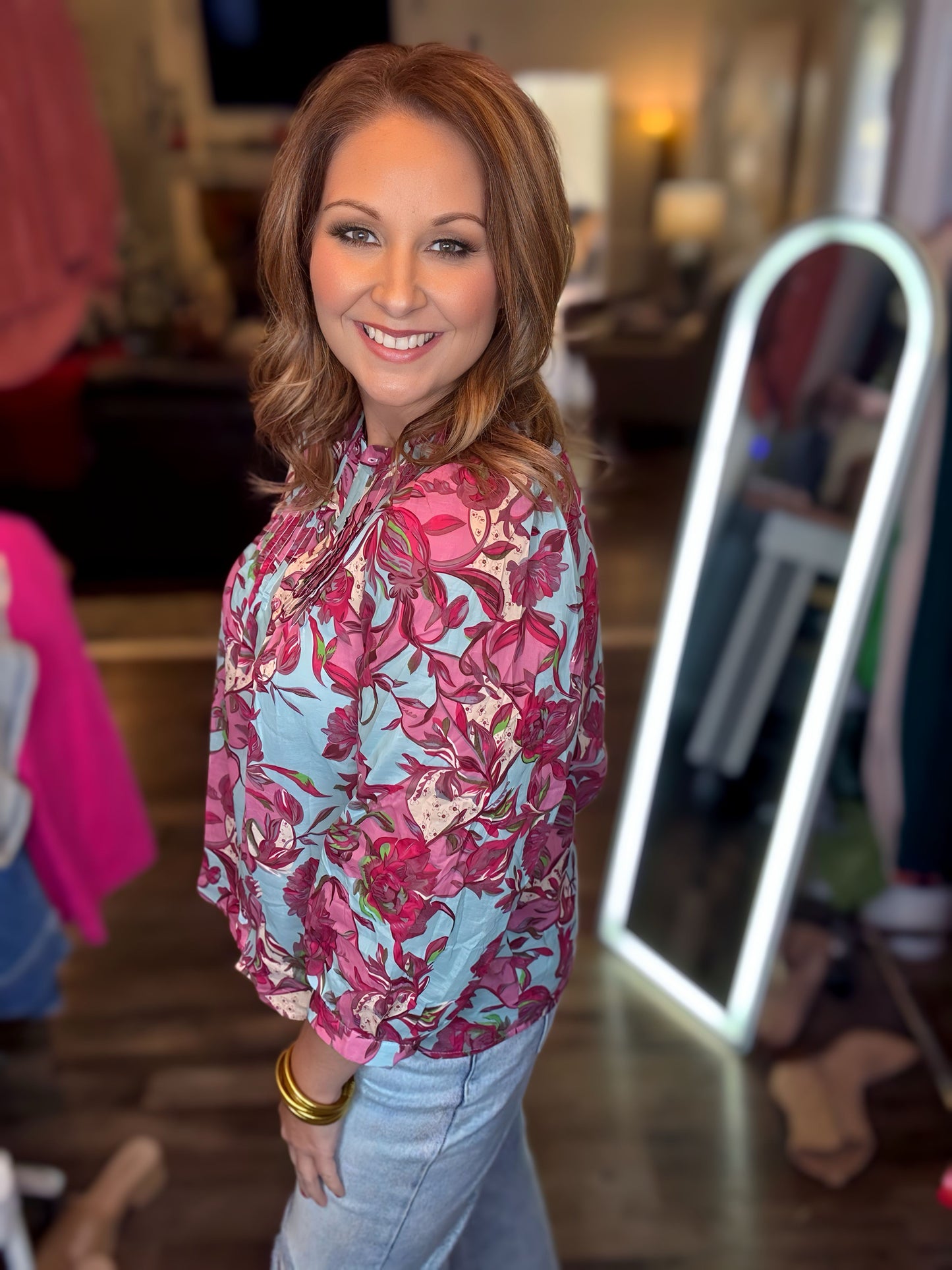 Floral Pintuck Top