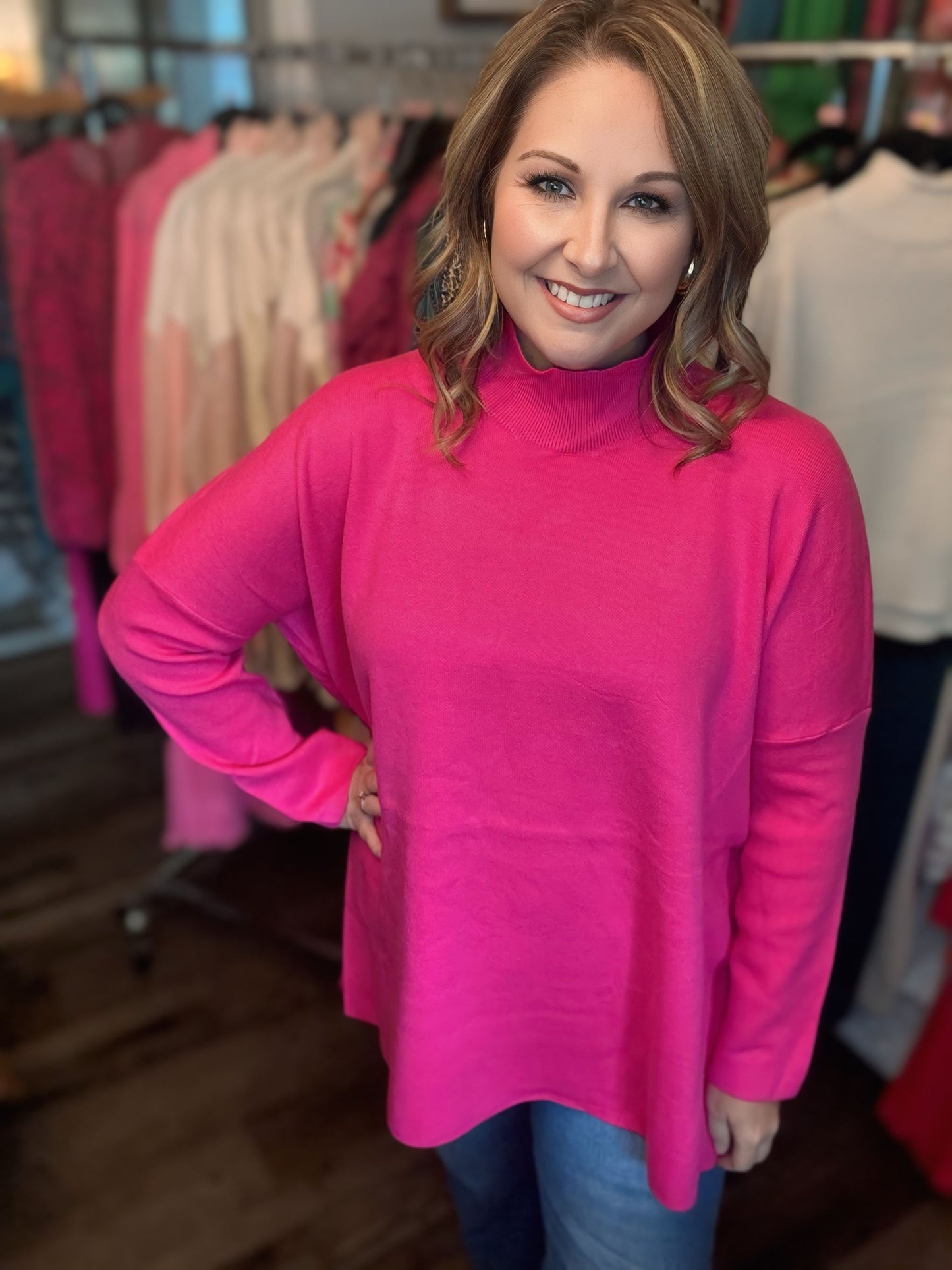 Pink Mock Neck Top