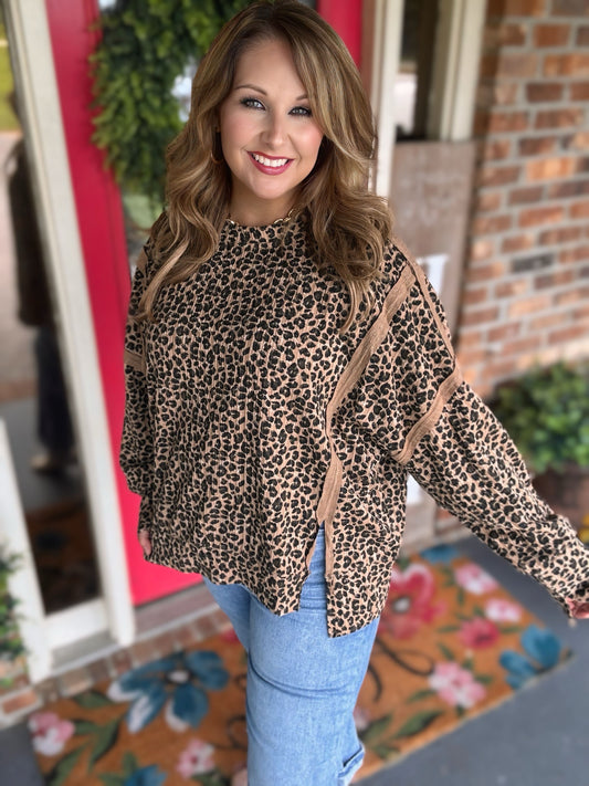 Leopard Oversized Pullover Top – Regular & Plus