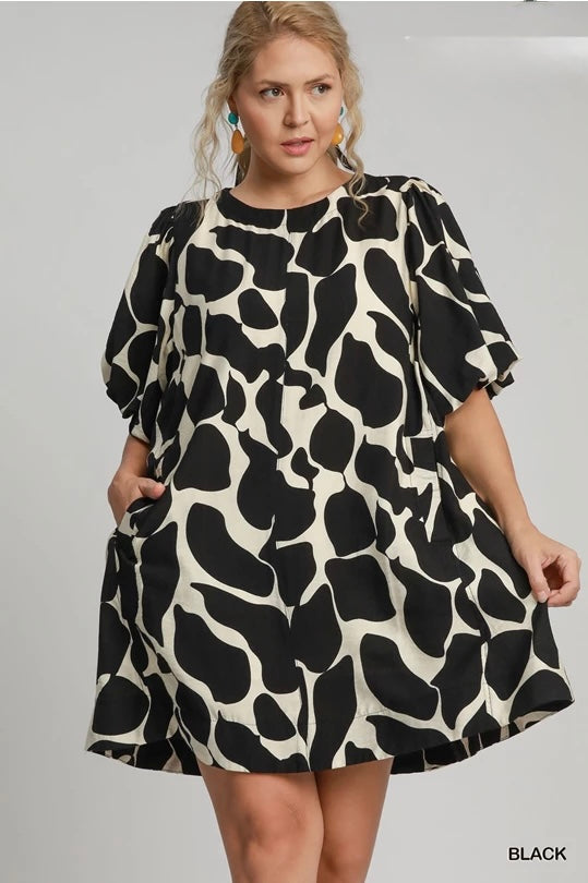 Black Two Tone Abstract Dress