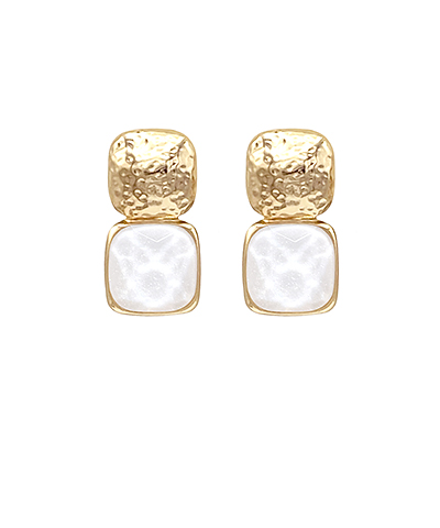 Catalina Ivory Square Stone & Metal Earrings