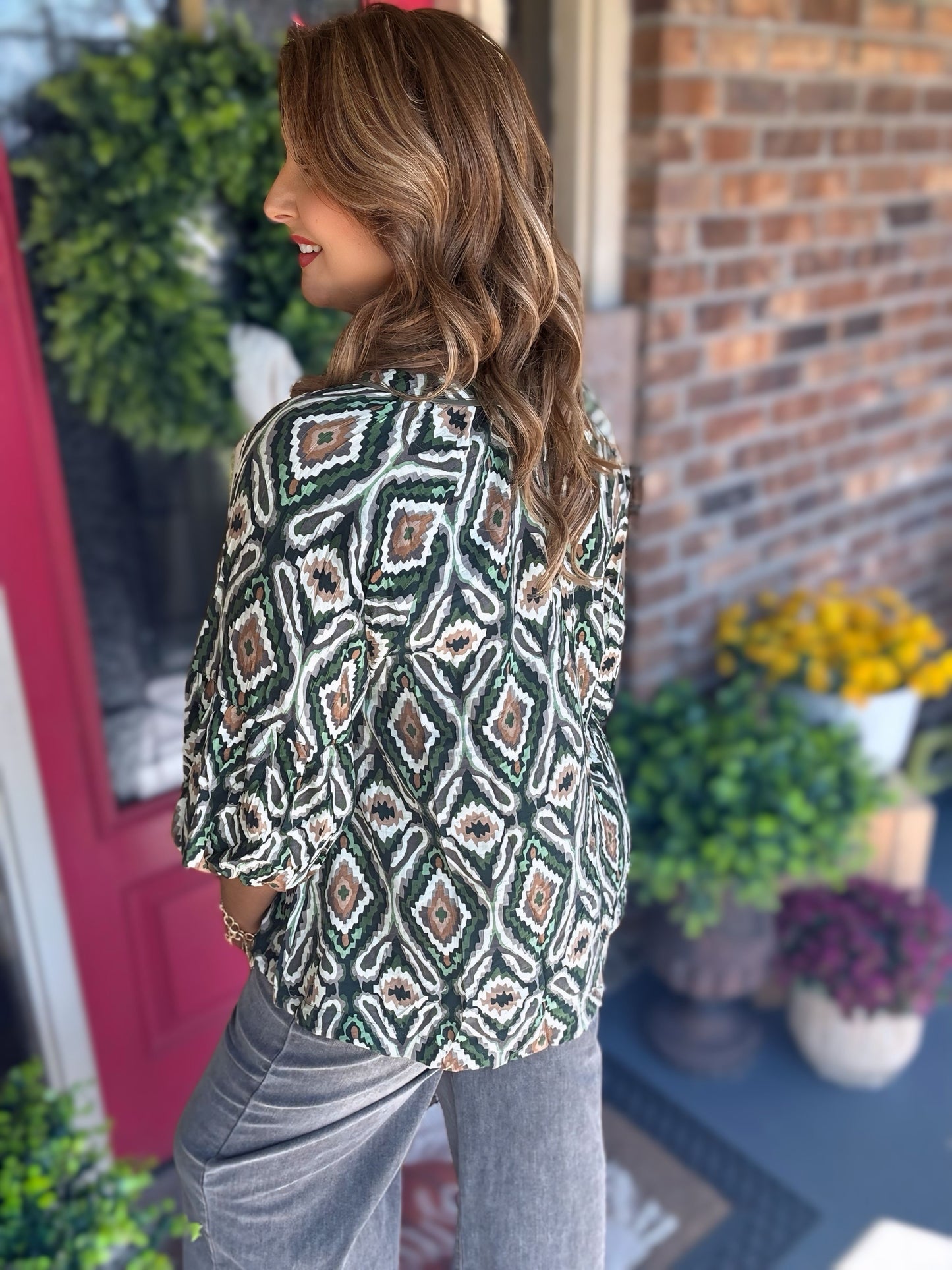Plus Size Olive Bobo Top