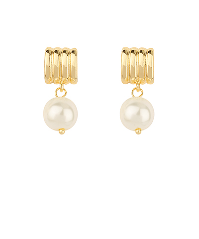 Textured Round Pearl Drop Earrings