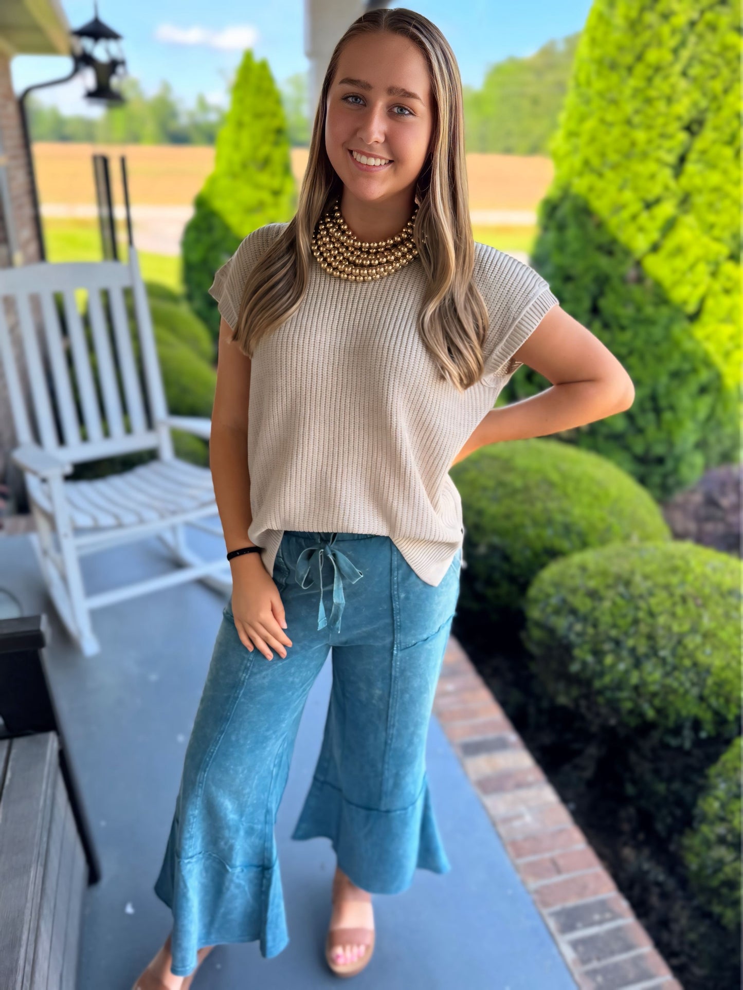 Knit Short Sleeve Sweater