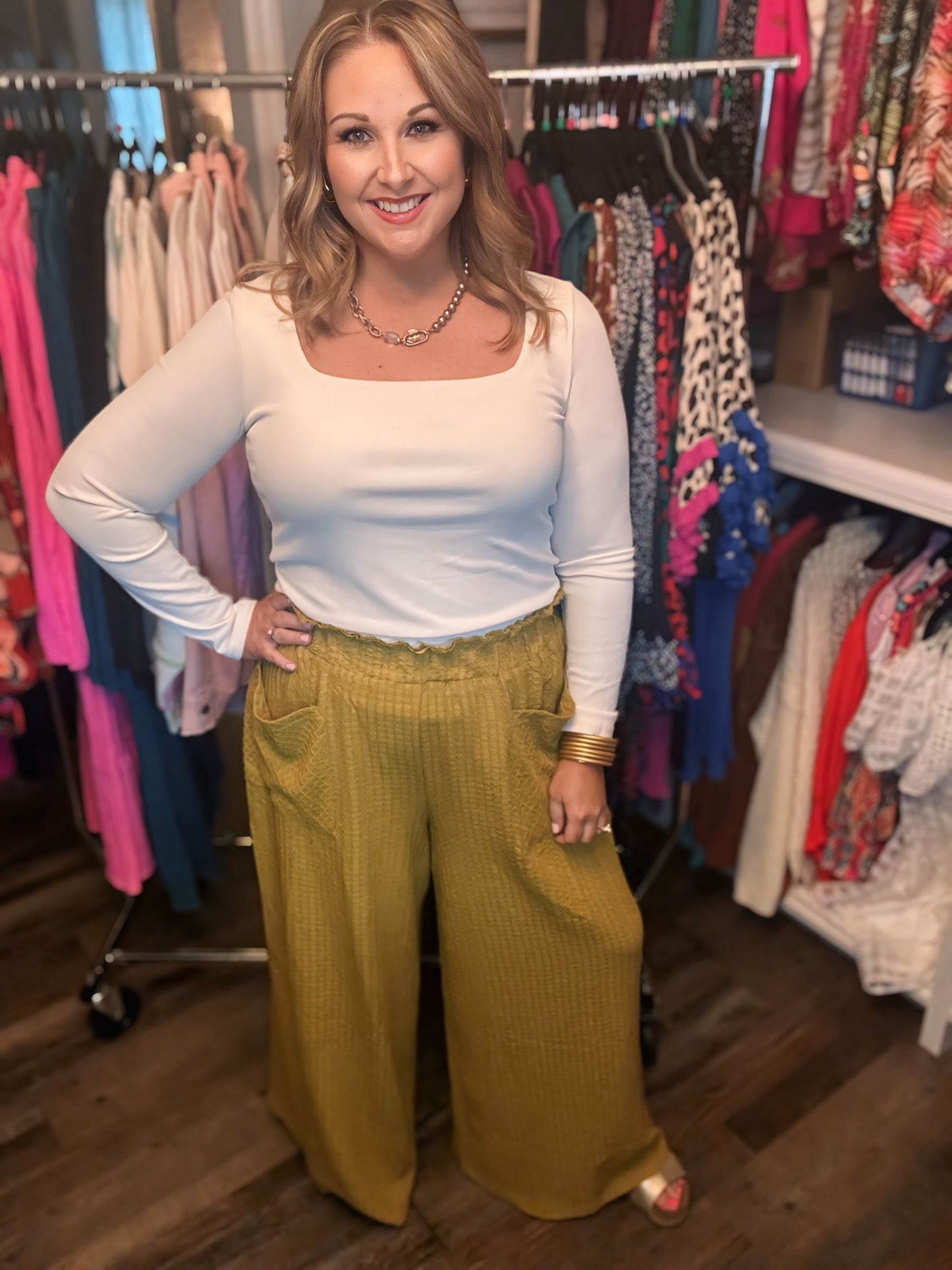Textured Palazzo Pants