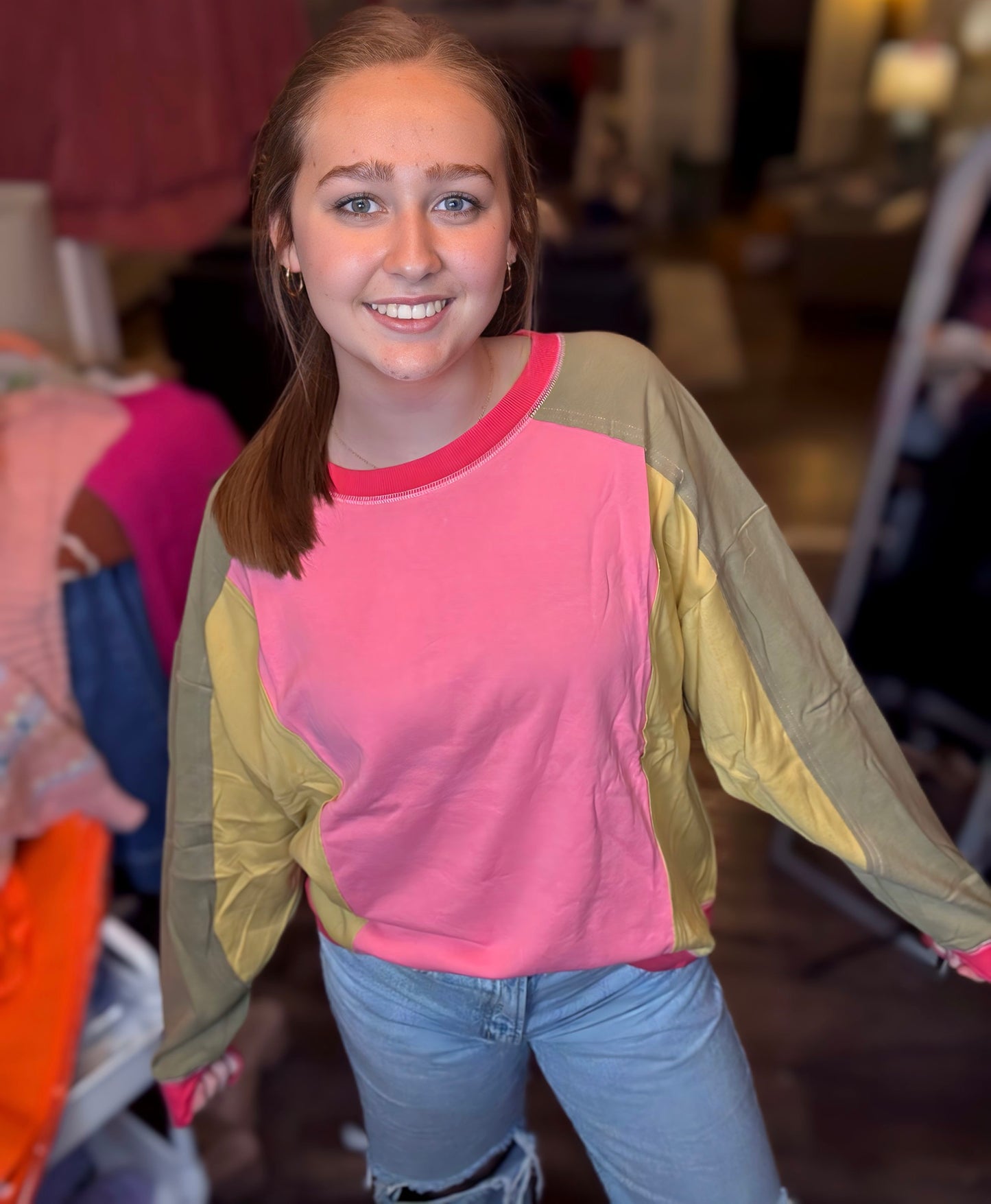 Pink-Green Pullover