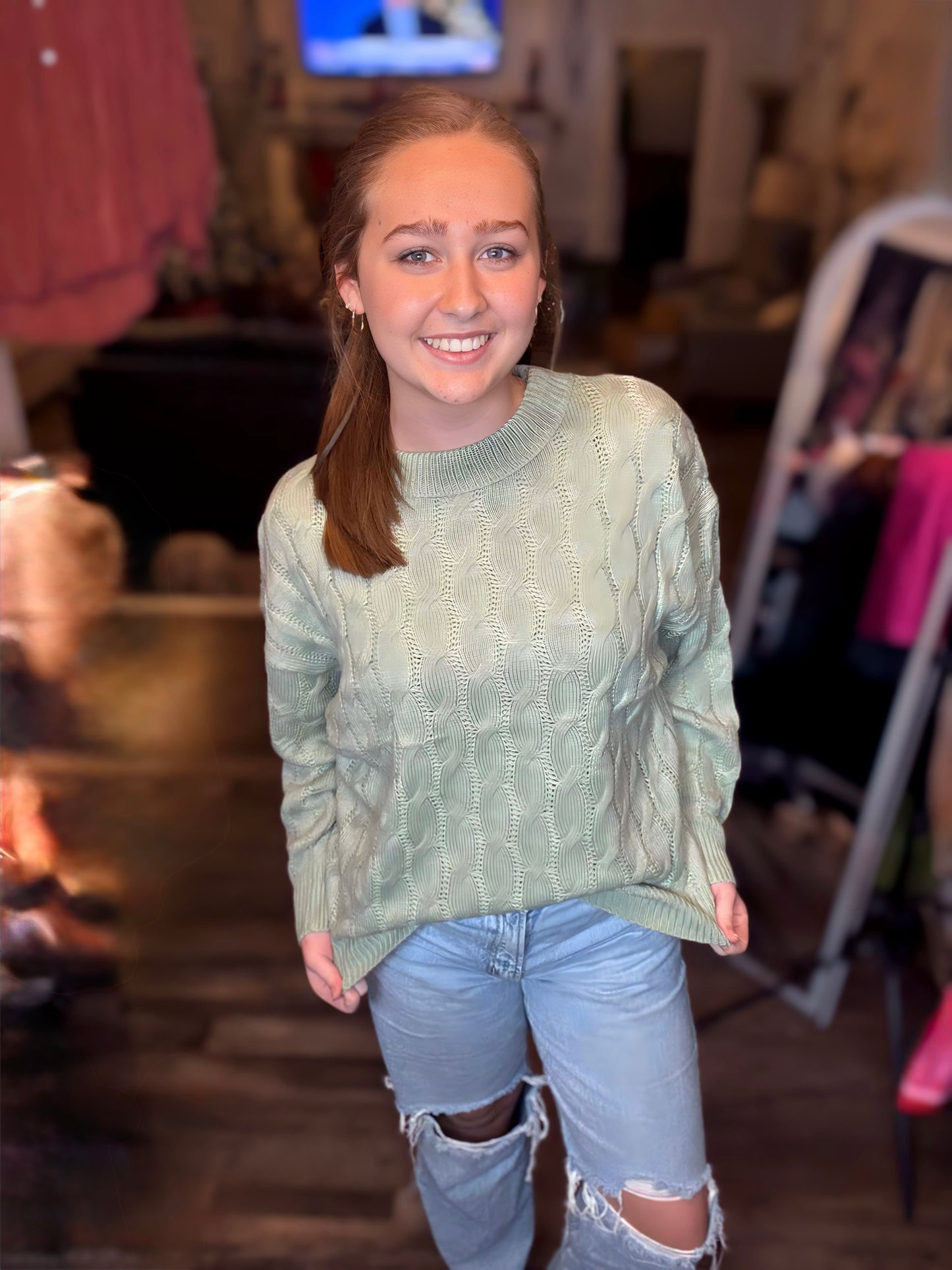 Sage Cable Knit Sweater