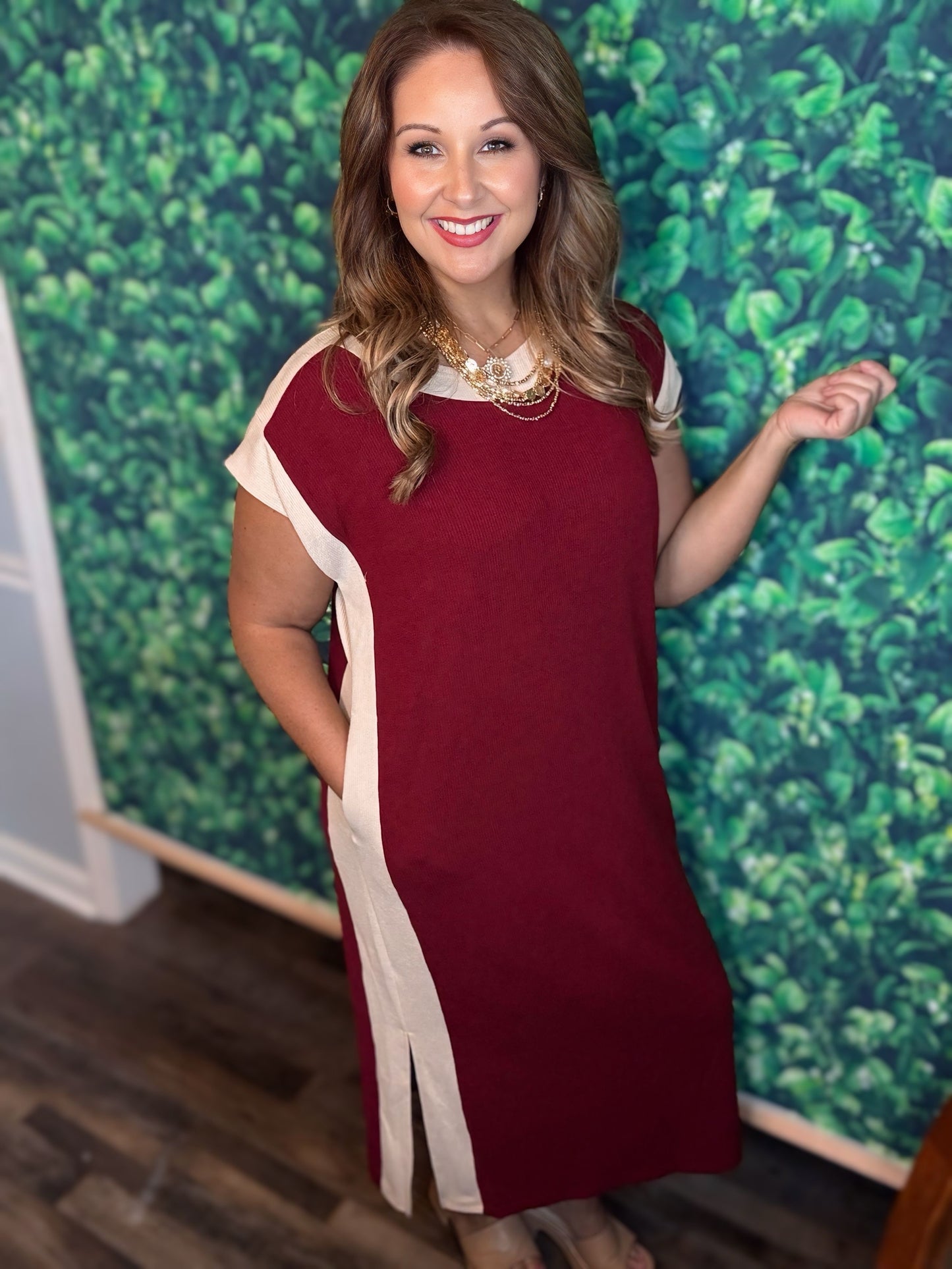 Wine Ribbed Dress