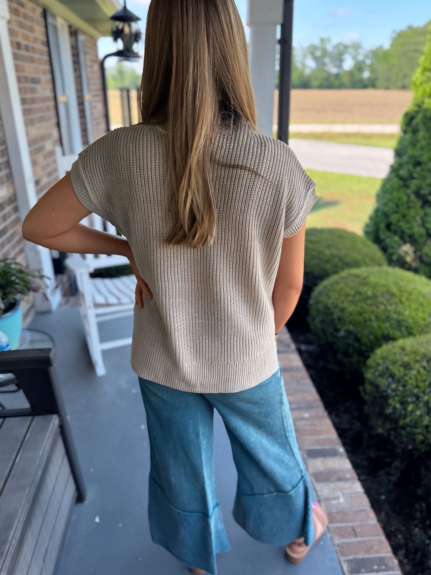 Knit Short Sleeve Sweater
