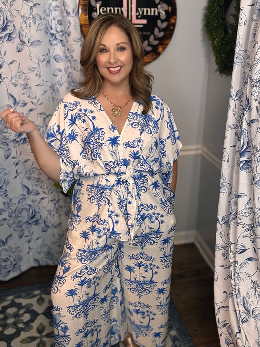 Gigio Vacation Blue/White Jumpsuit