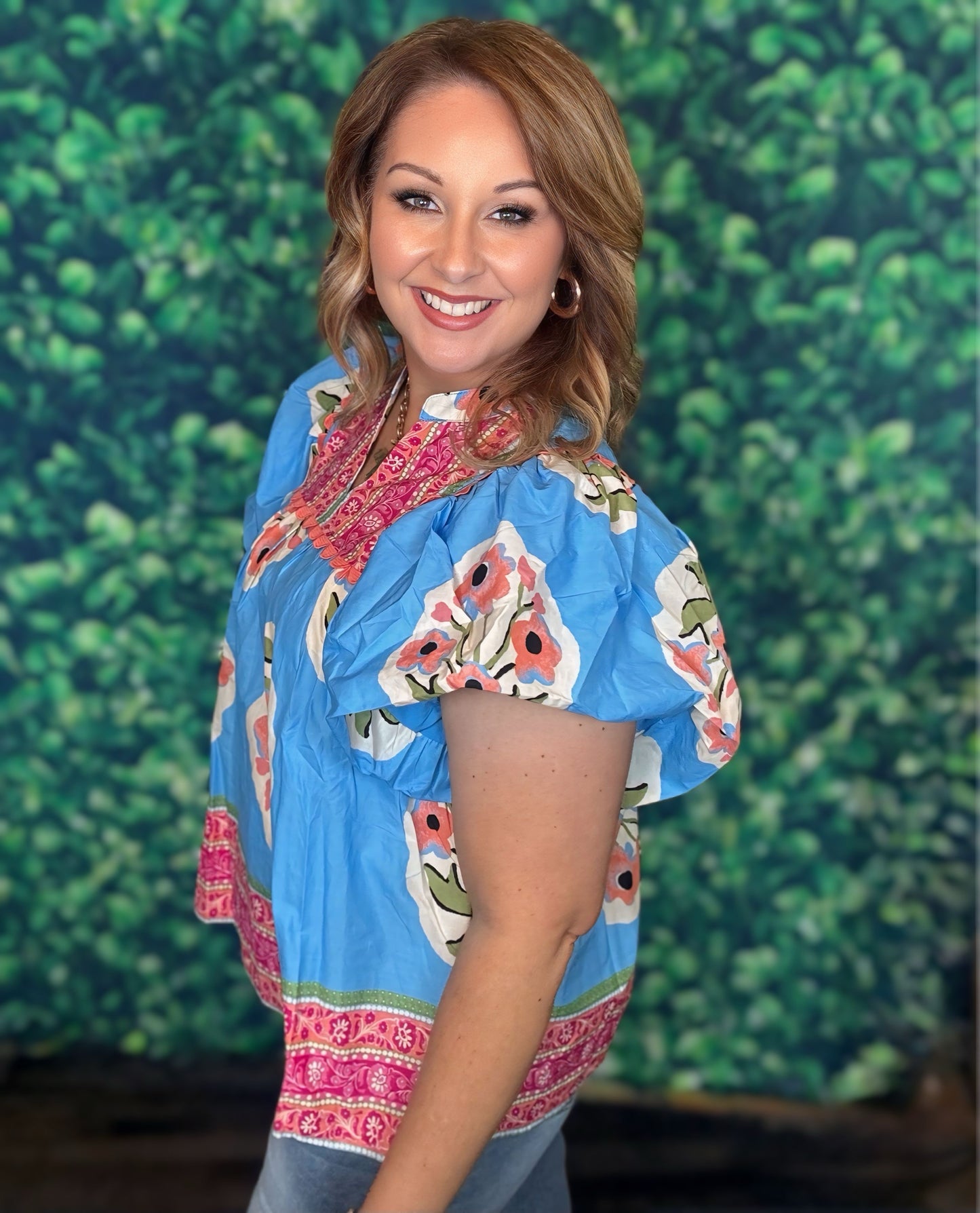 Floral Scalloped Border Top