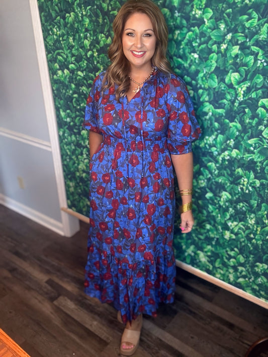 FLORAL SMOCK WAIST MAXI DRESS