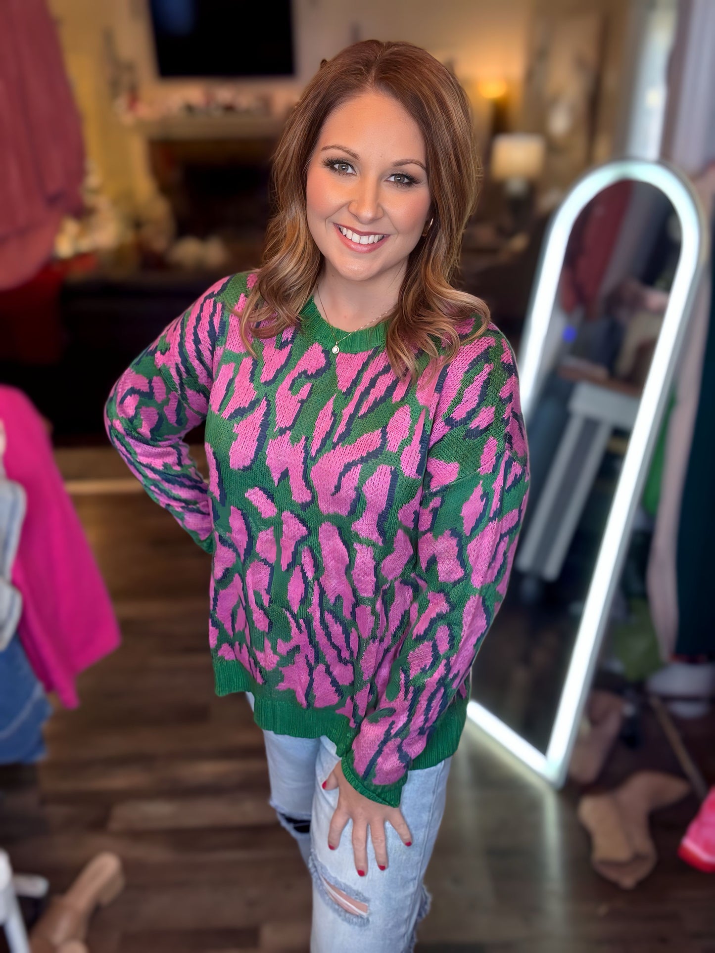 Green and Pink Cheetah Top