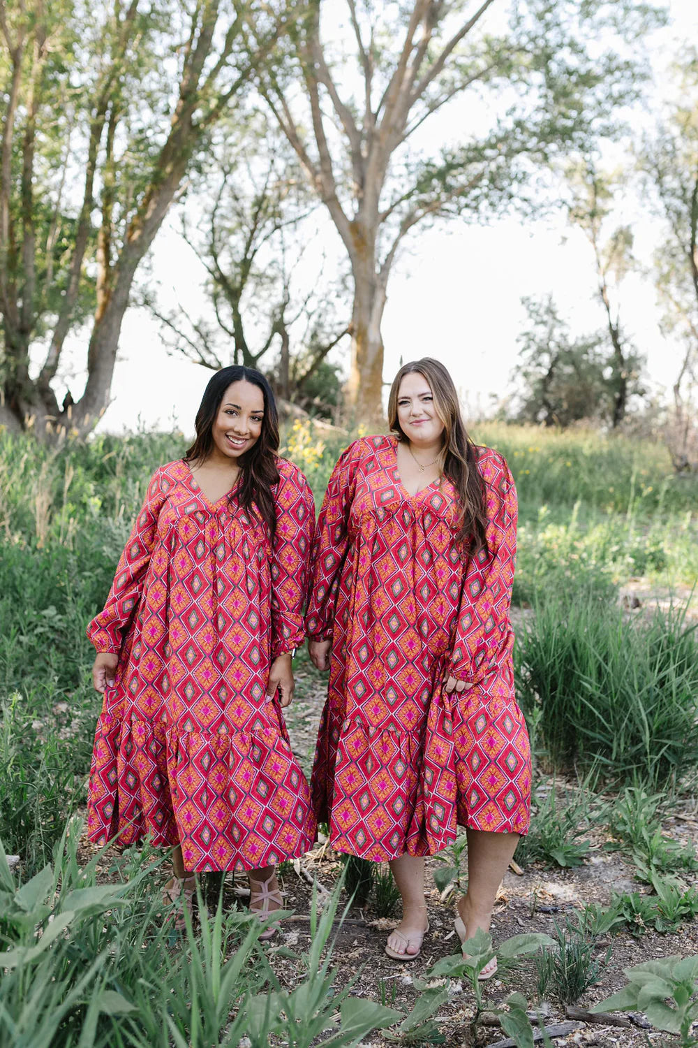 Burnt Orange Geo Print Maxi