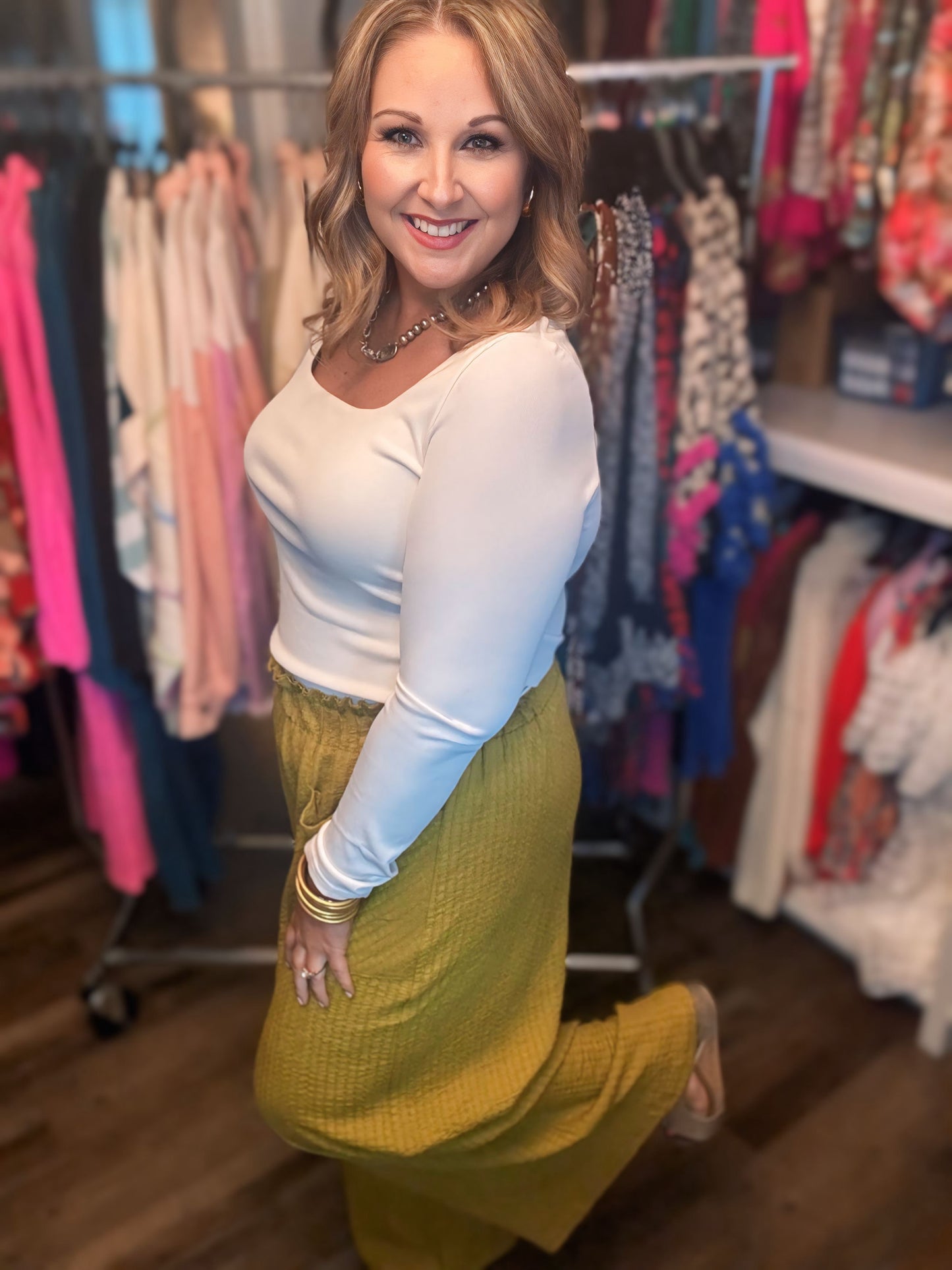 Ribbed Square Neck Top