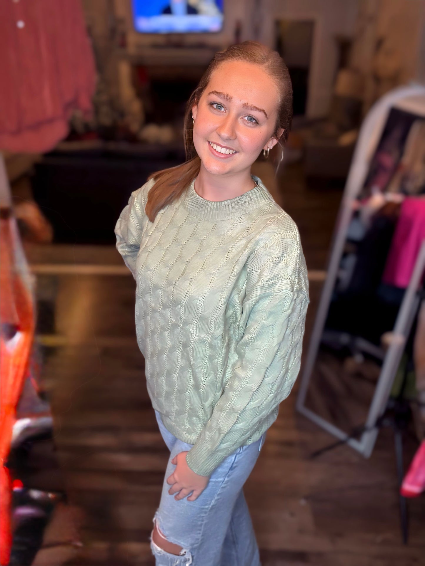 Sage Cable Knit Sweater