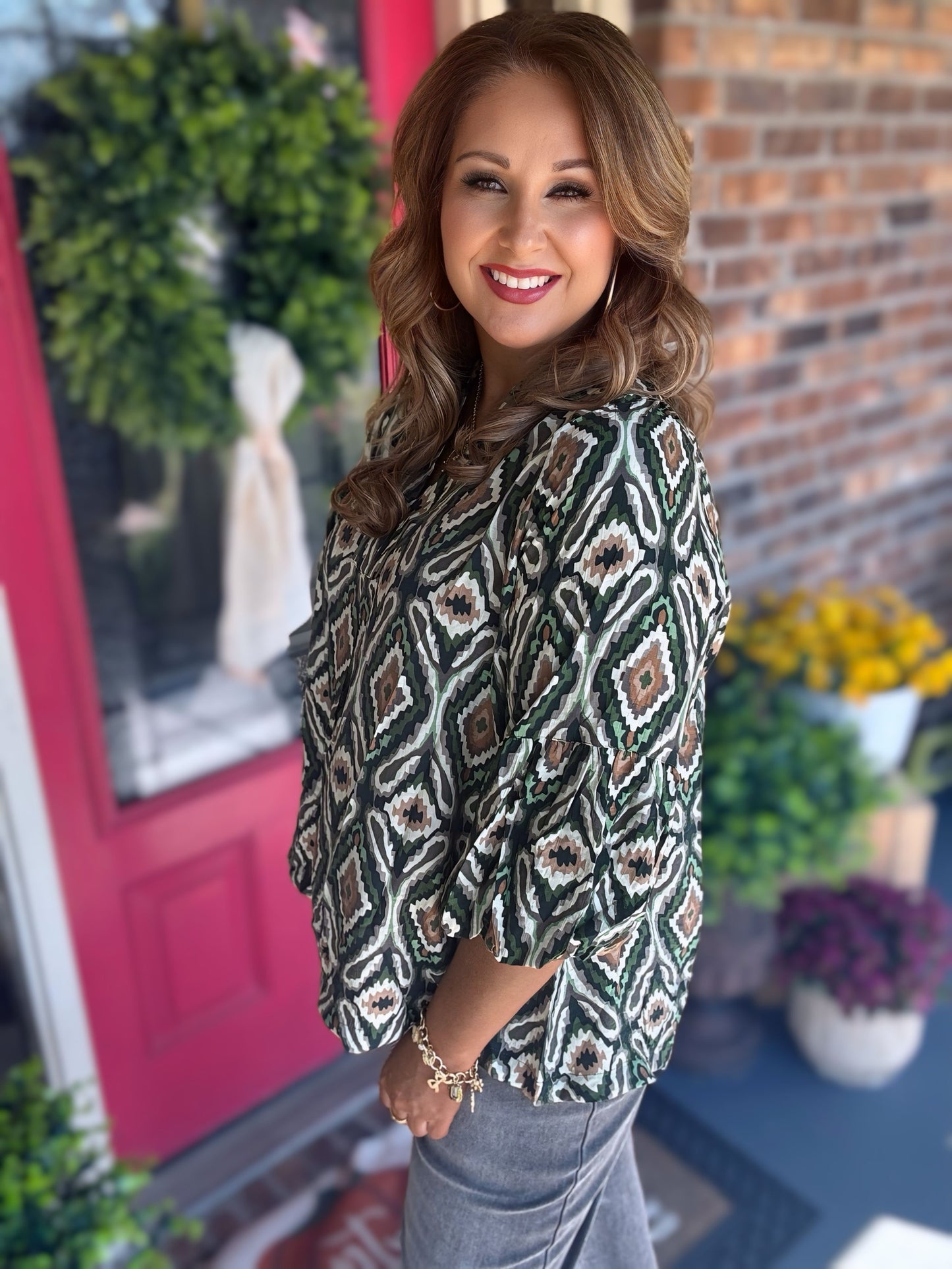 Plus Size Olive Bobo Top
