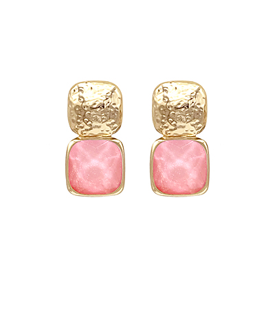 Catalina Light Pink Stone & Metal Earrings