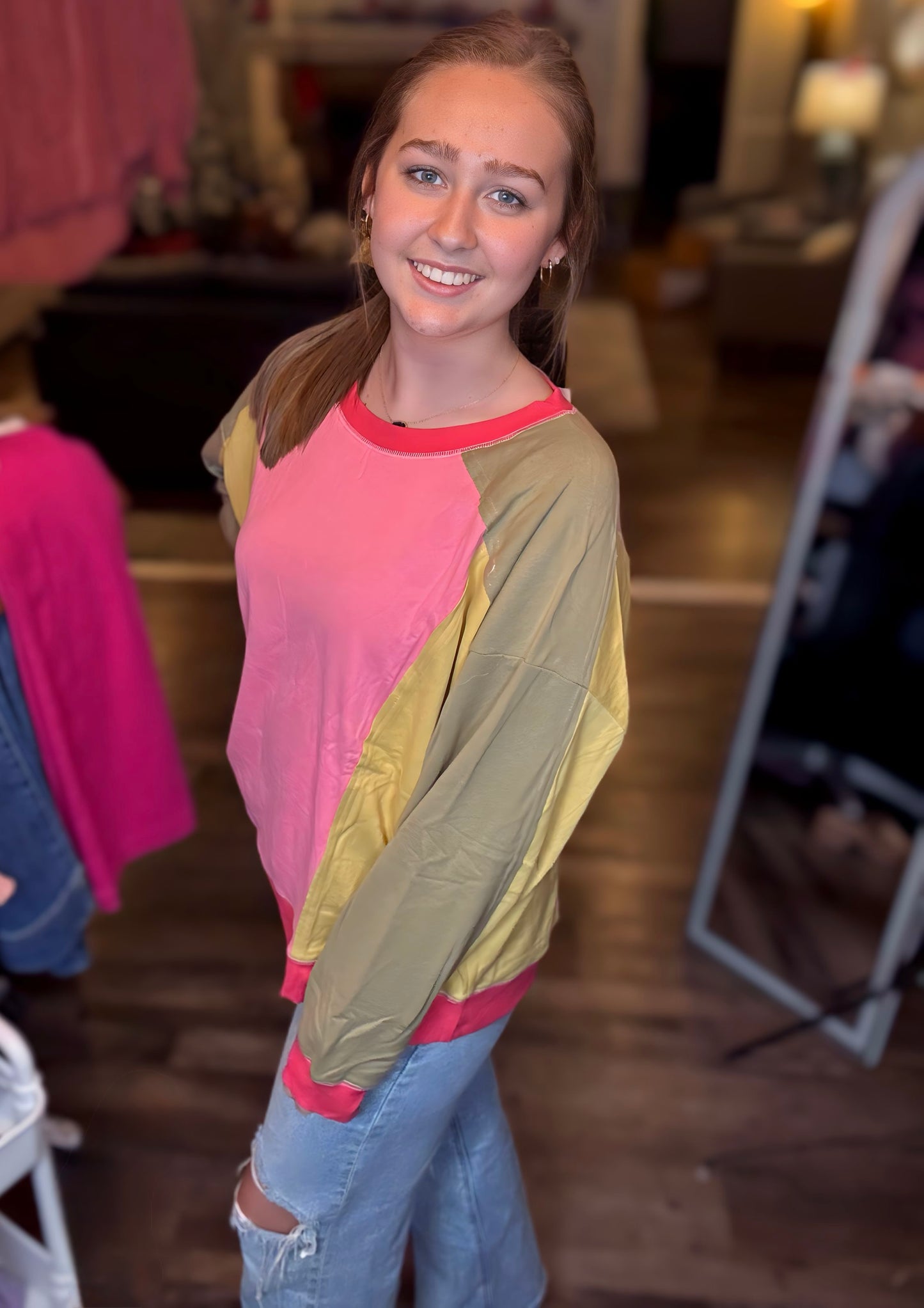 Pink-Green Pullover