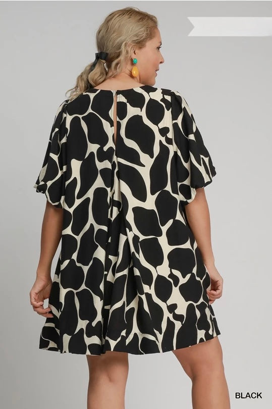 Black Two Tone Abstract Dress