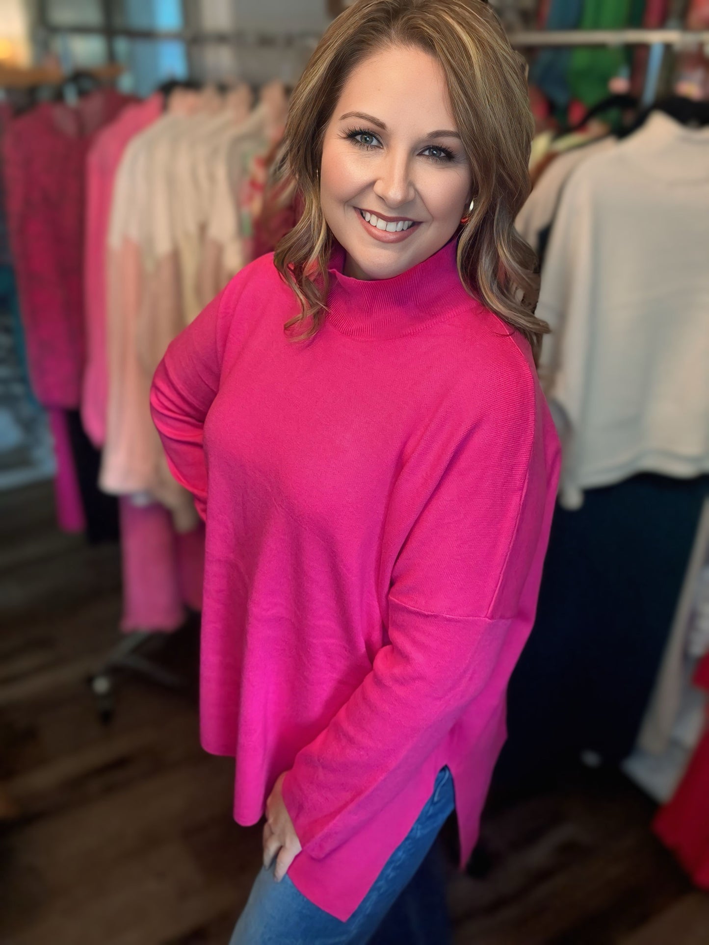 Pink Mock Neck Top