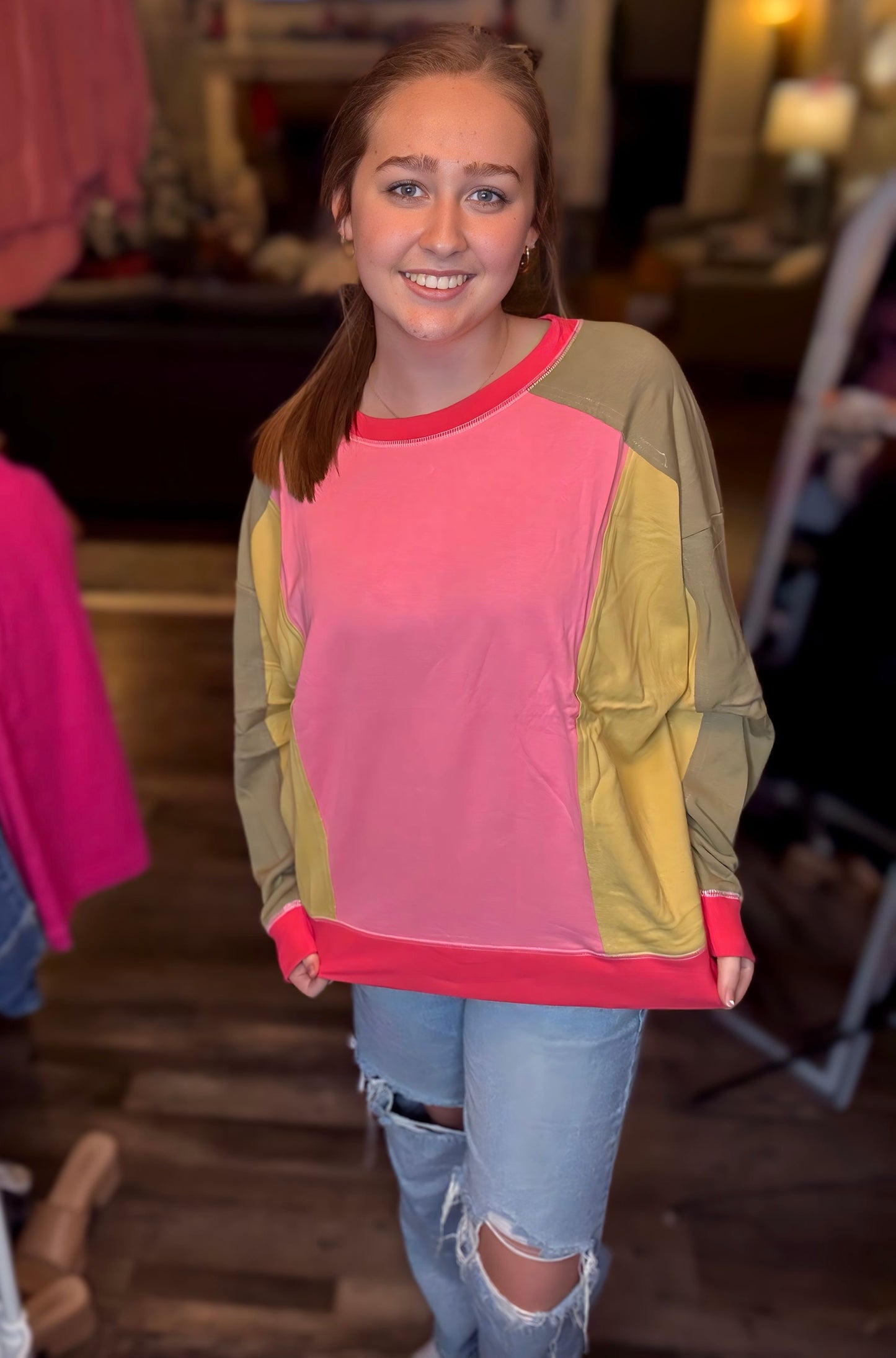 Pink-Green Pullover