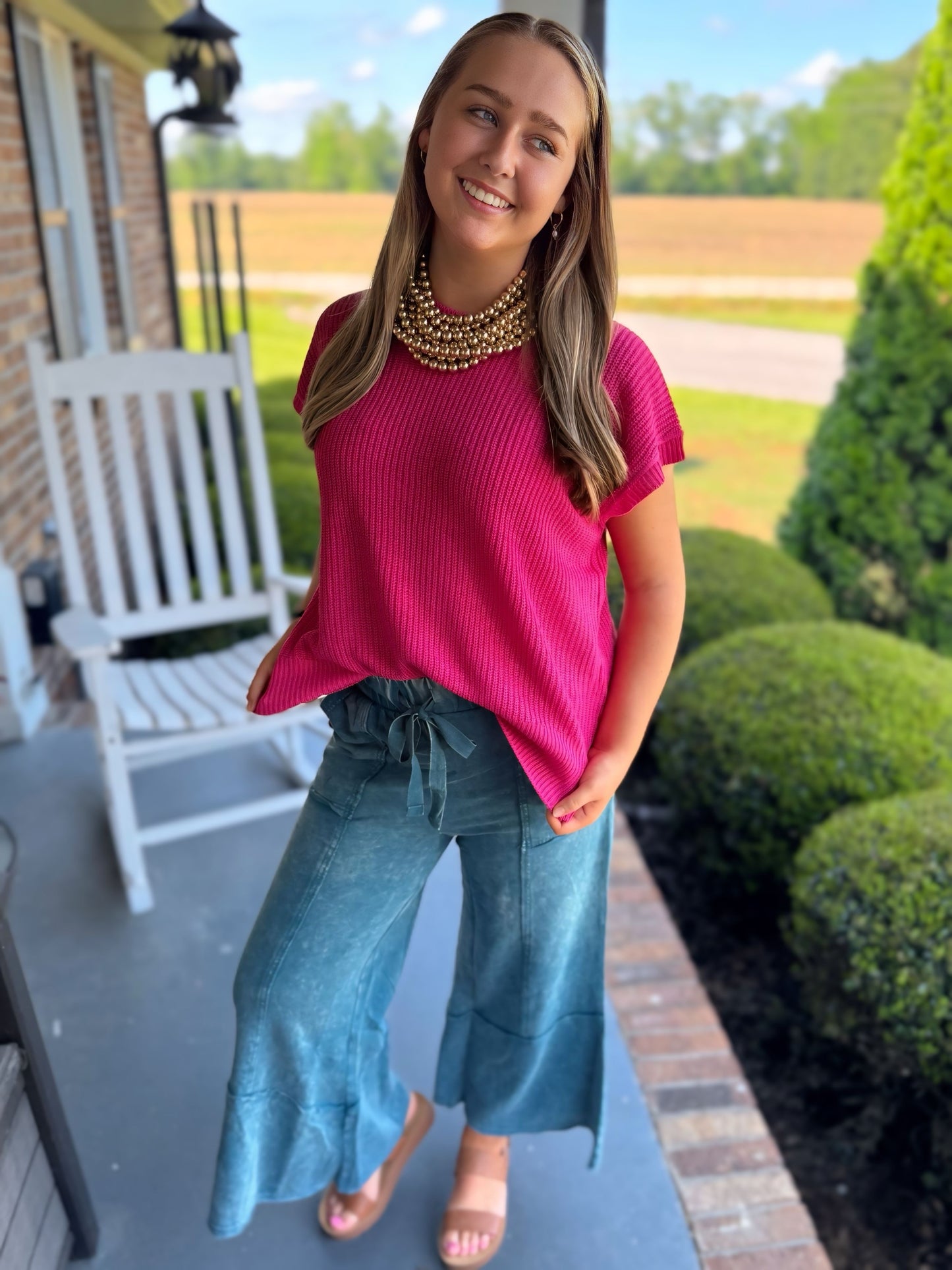 Knit Short Sleeve Sweater