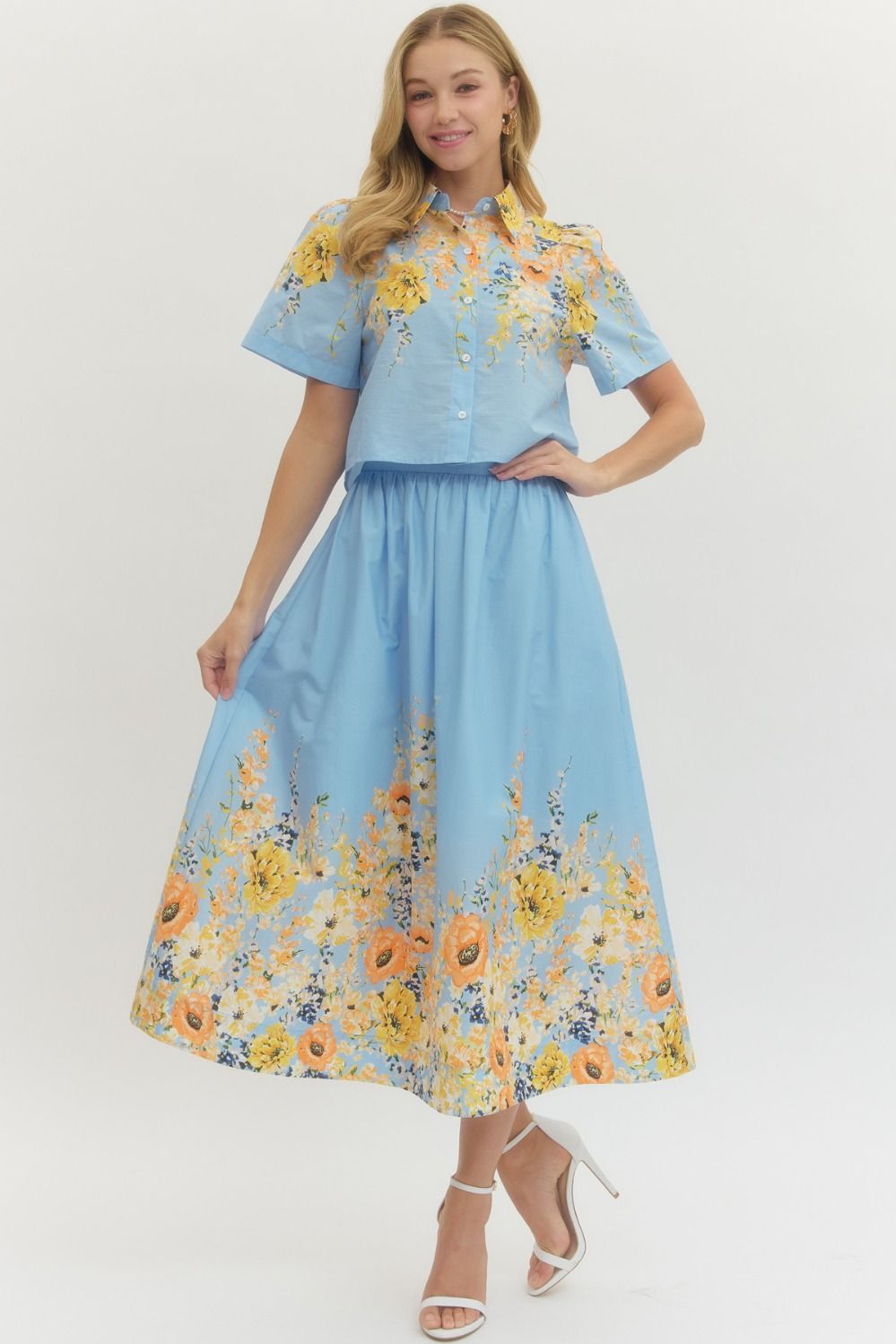 Entro Floral Top and Skirt Set