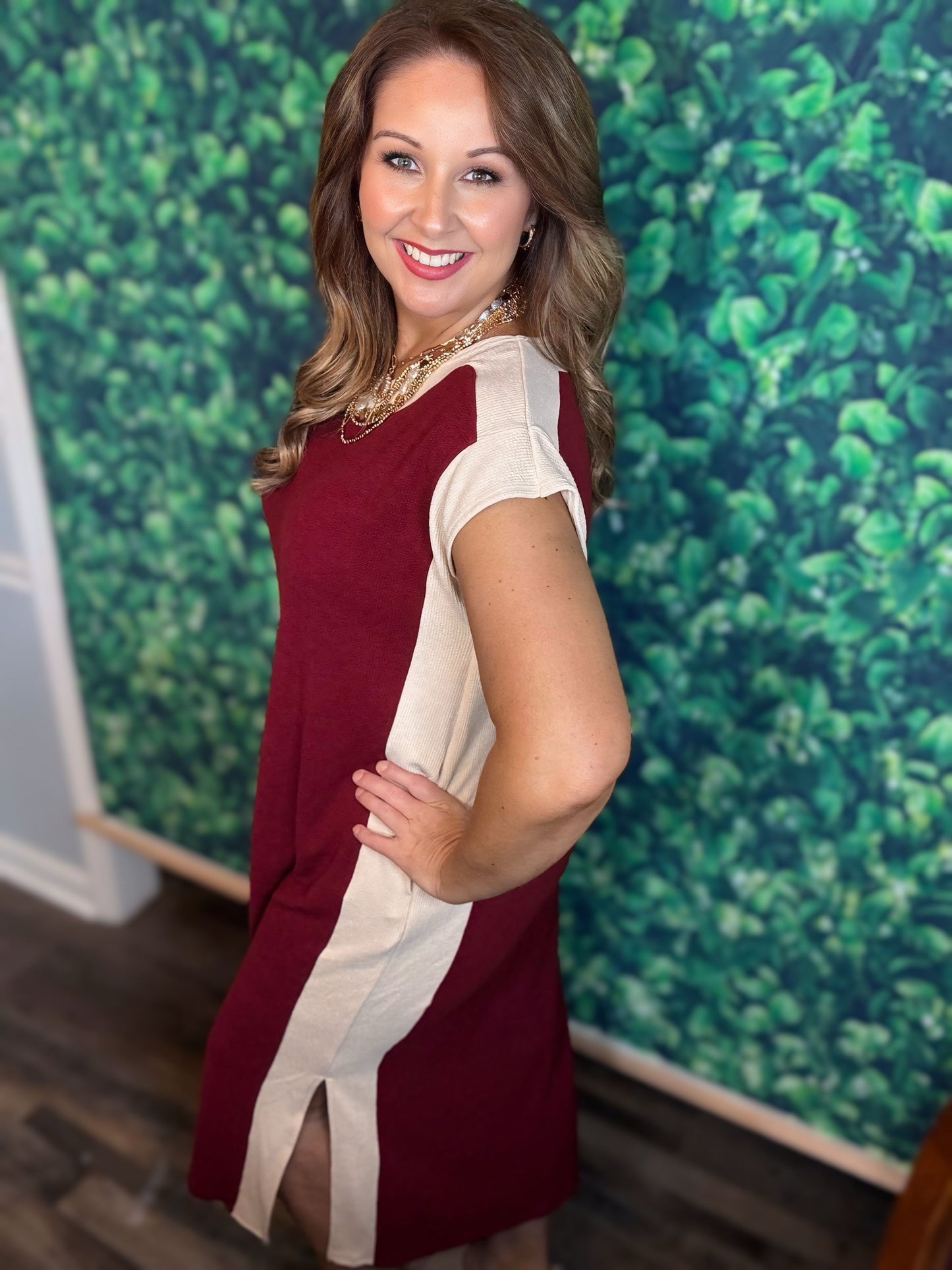 Wine Ribbed Dress