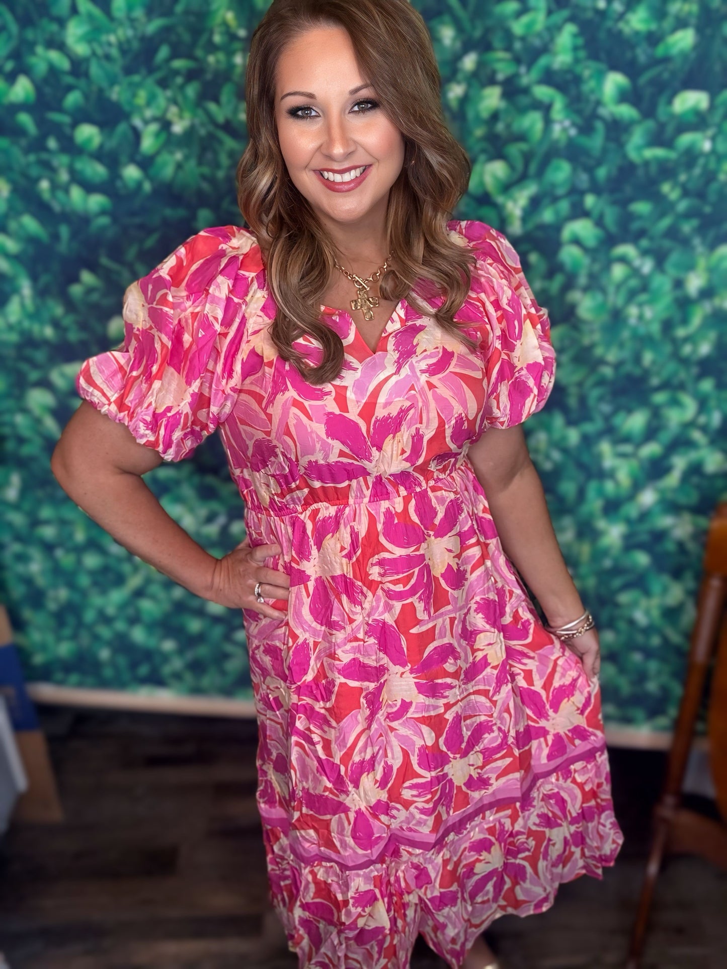 Floral Puff Sleeve Maxi Dress