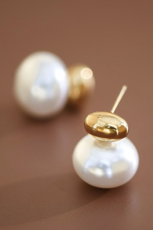 Gold and pearl waterproof earrings