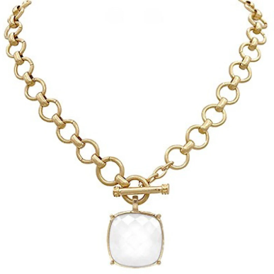 Catalina Ivory Big Stone Pendant Necklace Set