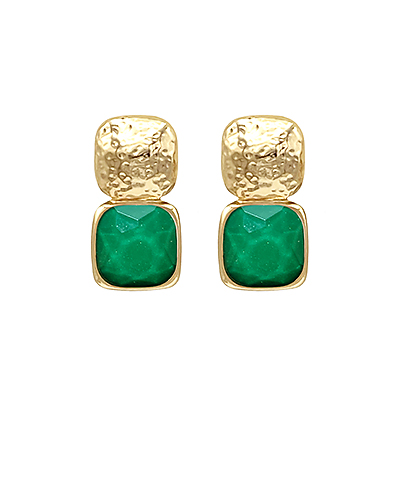 Catalina Emerald Stone & Metal Earrings