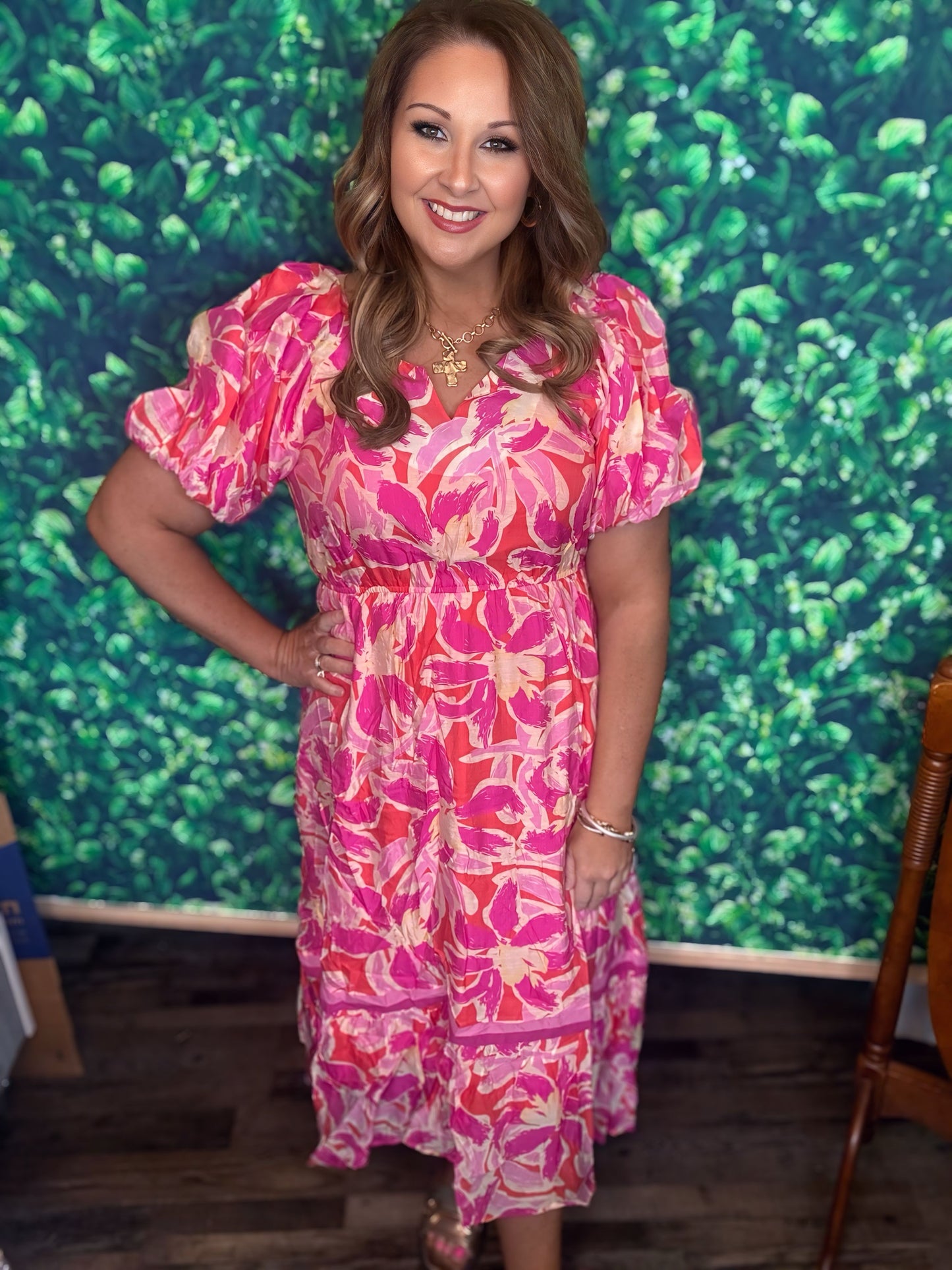 Floral Puff Sleeve Maxi Dress