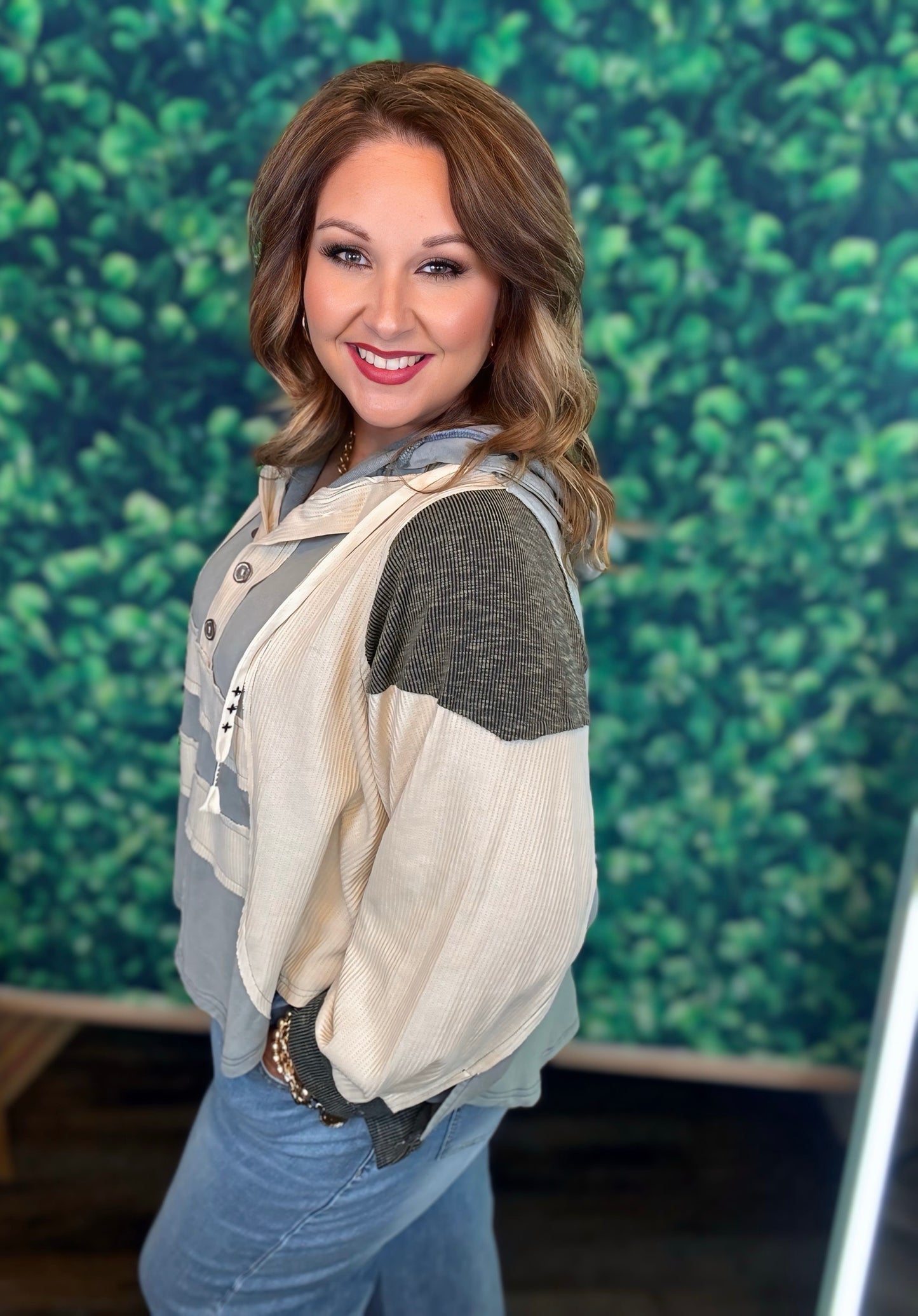 Dusty Blue Hoodie Pullover Top