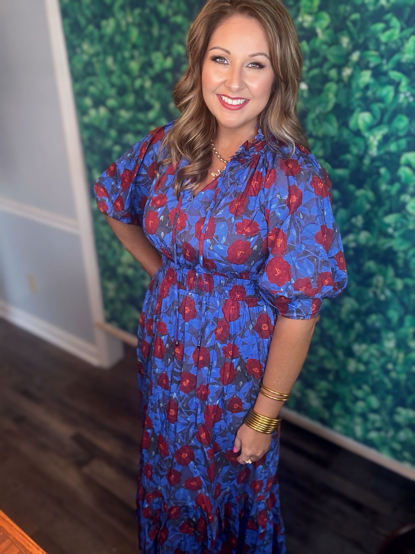 FLORAL SMOCK WAIST MAXI DRESS
