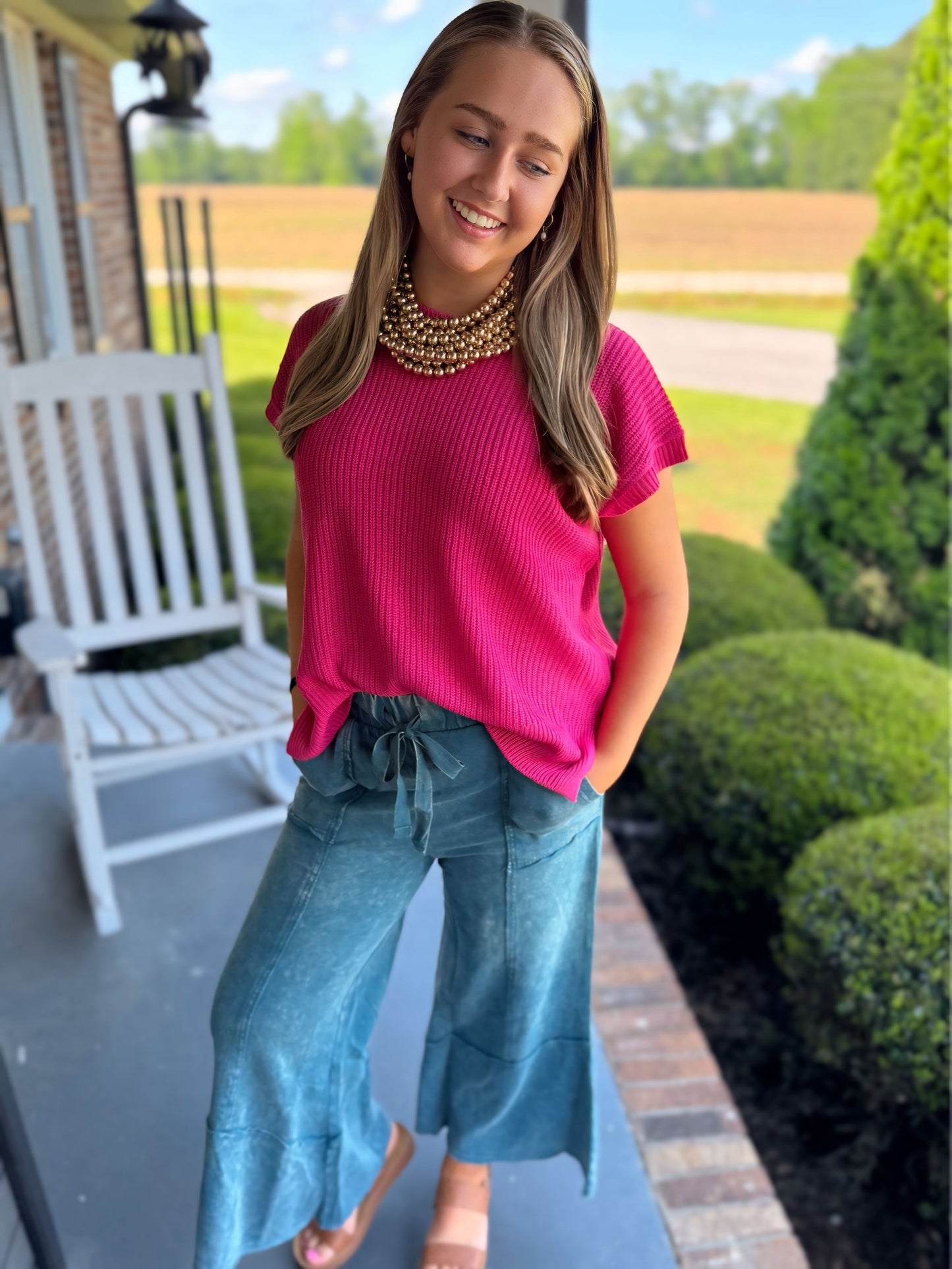 Knit Short Sleeve Sweater