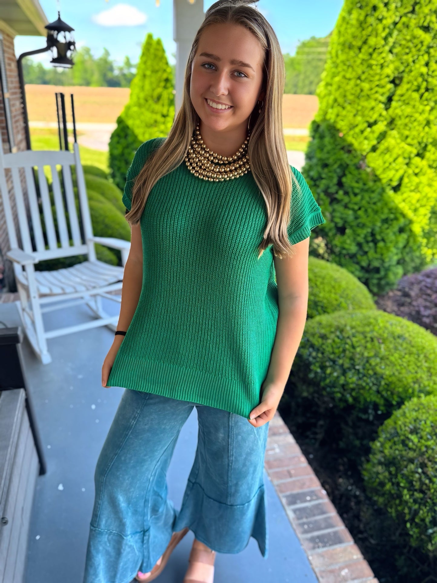 Knit Short Sleeve Sweater