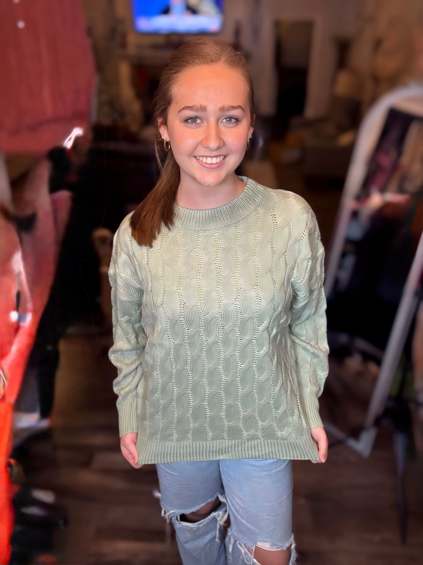 Sage Cable Knit Sweater