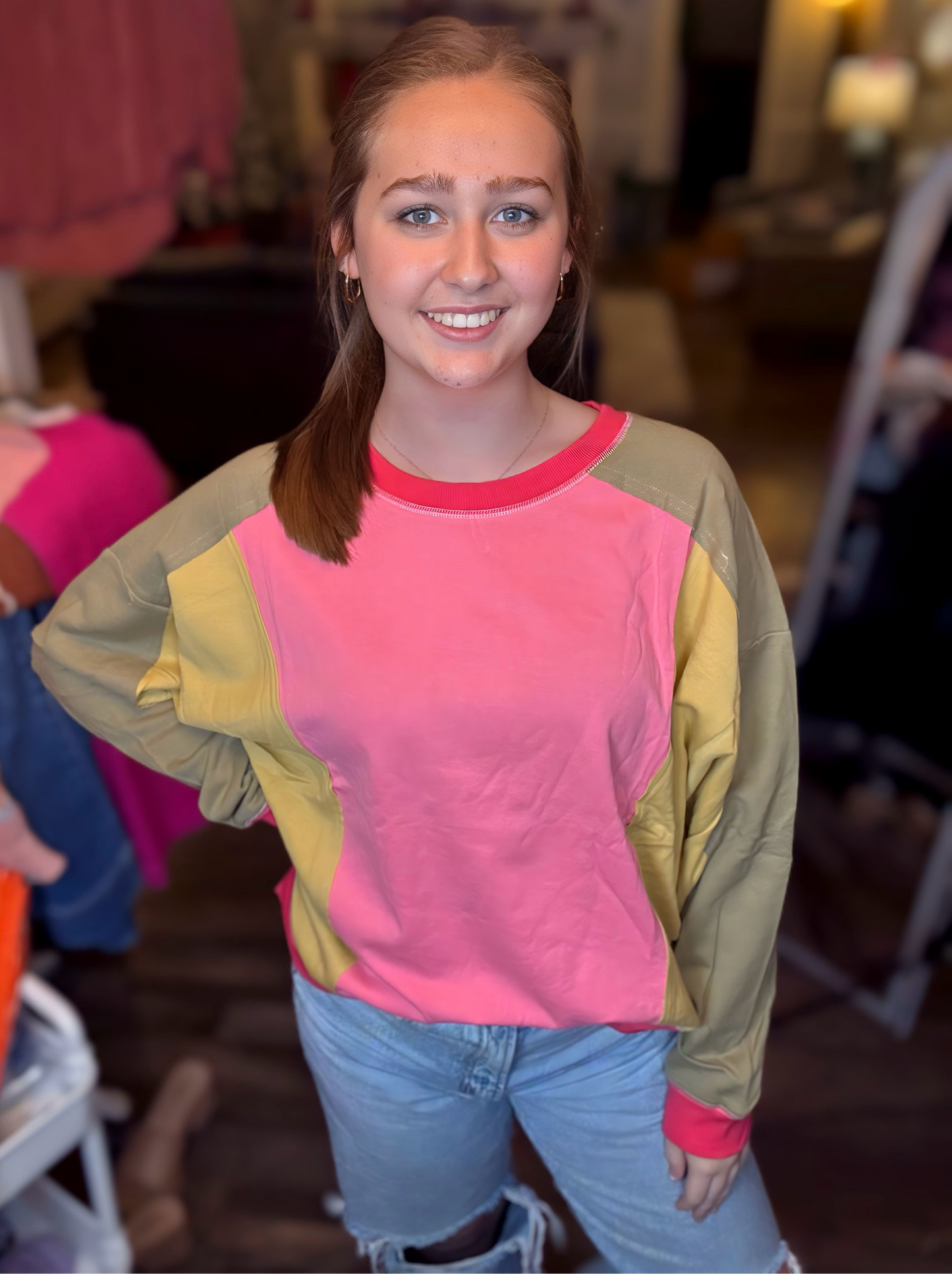 Pink-Green Pullover
