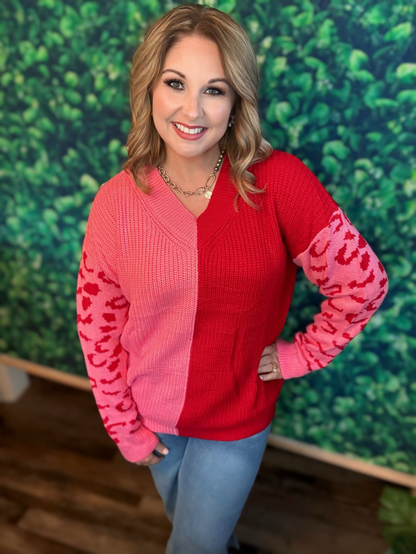 Umgee Pink confetti sleeve sweater Reg/Plus