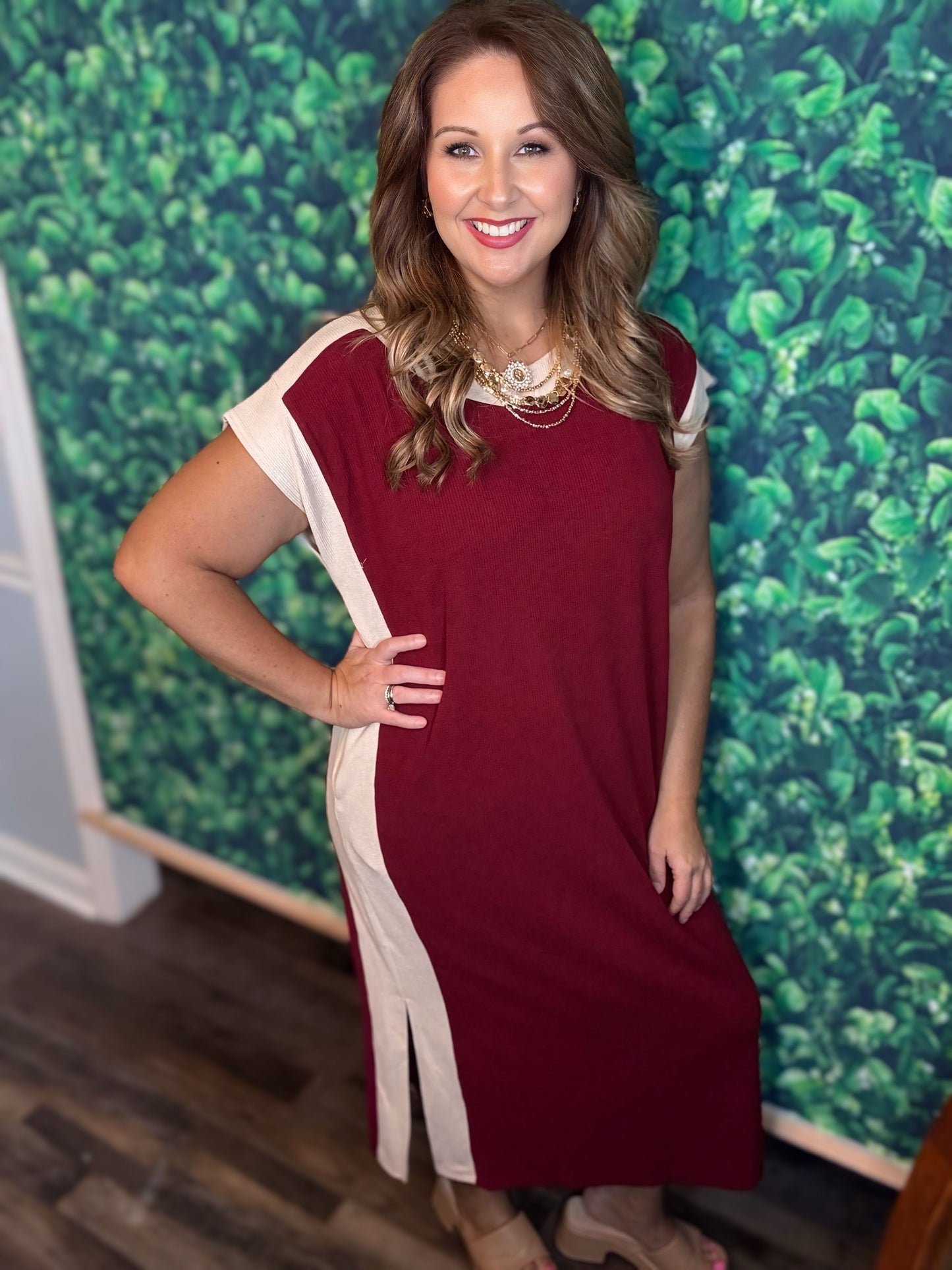 Wine Ribbed Dress