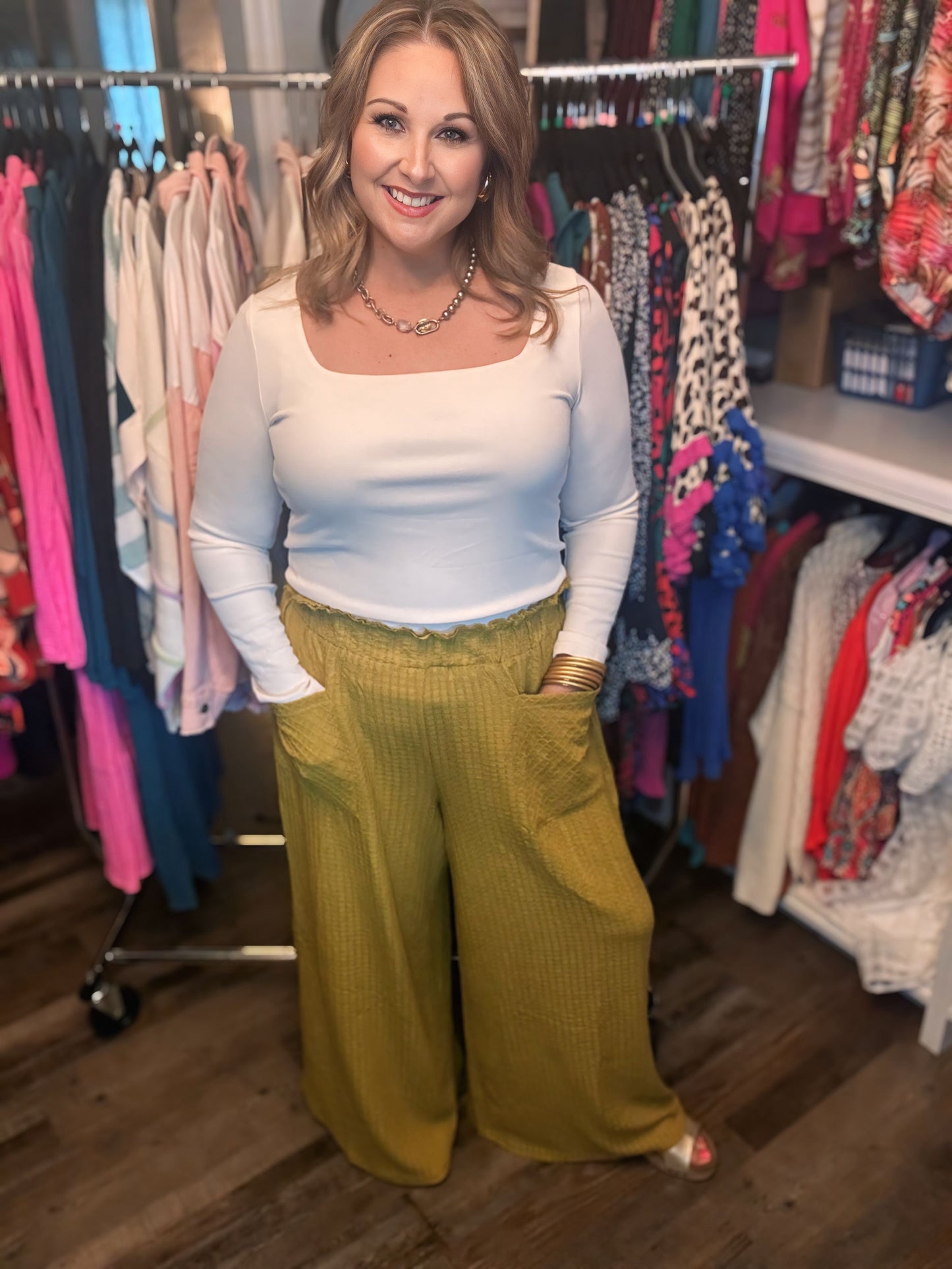 Textured Palazzo Pants