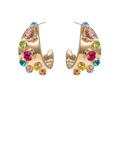 Stationed Color Glass Stone Hoops